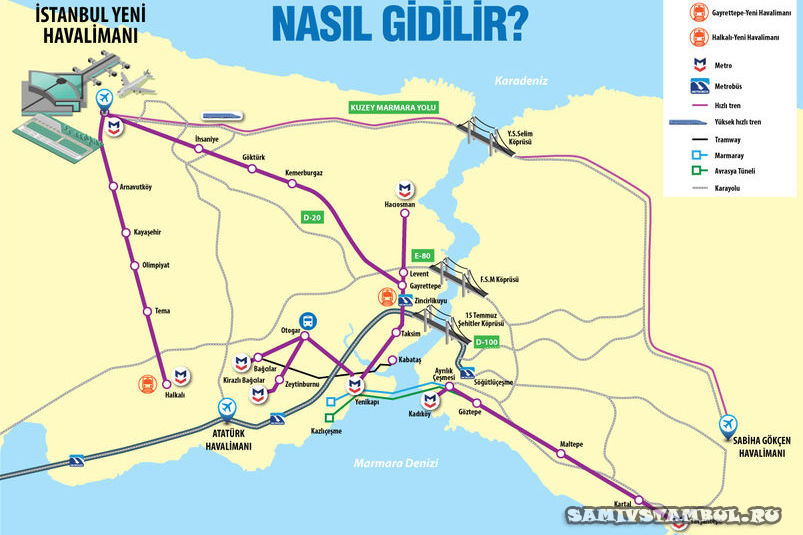 Transportation map airport Istanbul