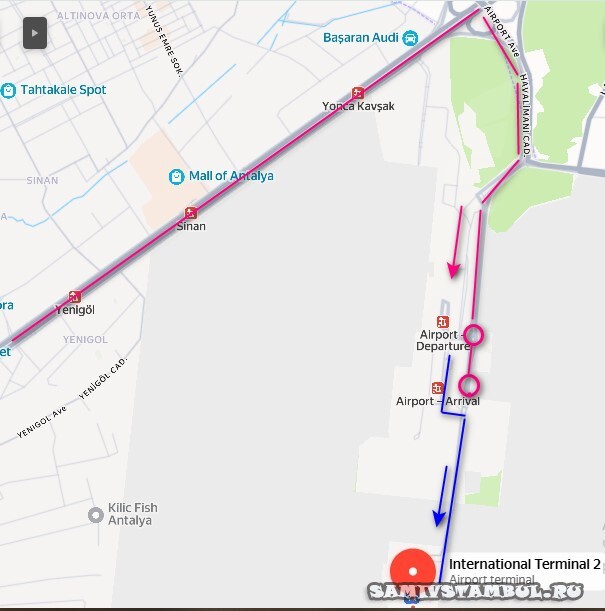 Схема терминалов аэропорта Анталии