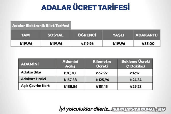 Цена проезда на Принцевых островах