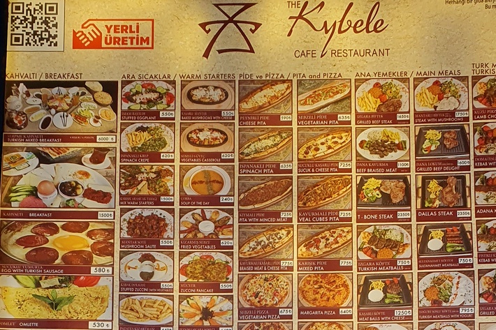 Цены в ресторане Kybele